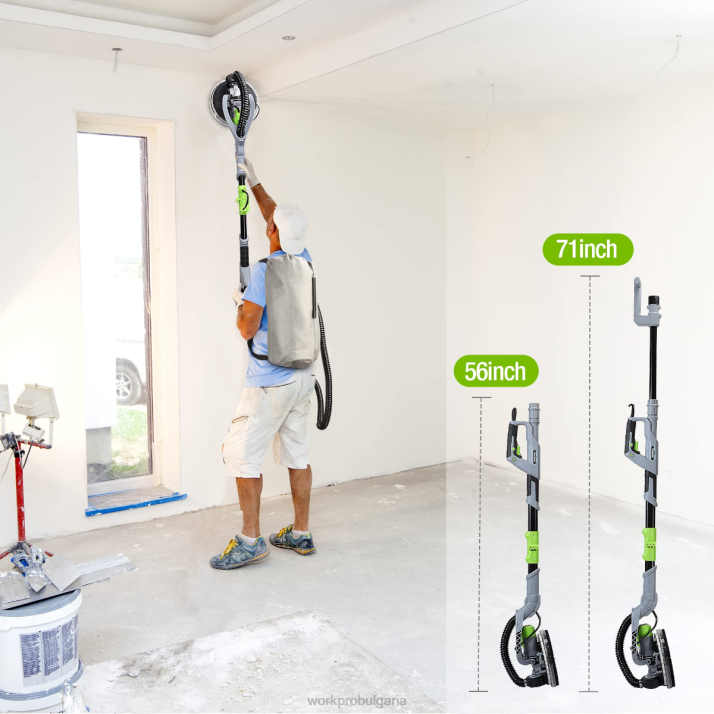 Електрическа шлайфмашина за гипсокартон 720 W с вакуум L4XH228 morden WORKPRO инструмент