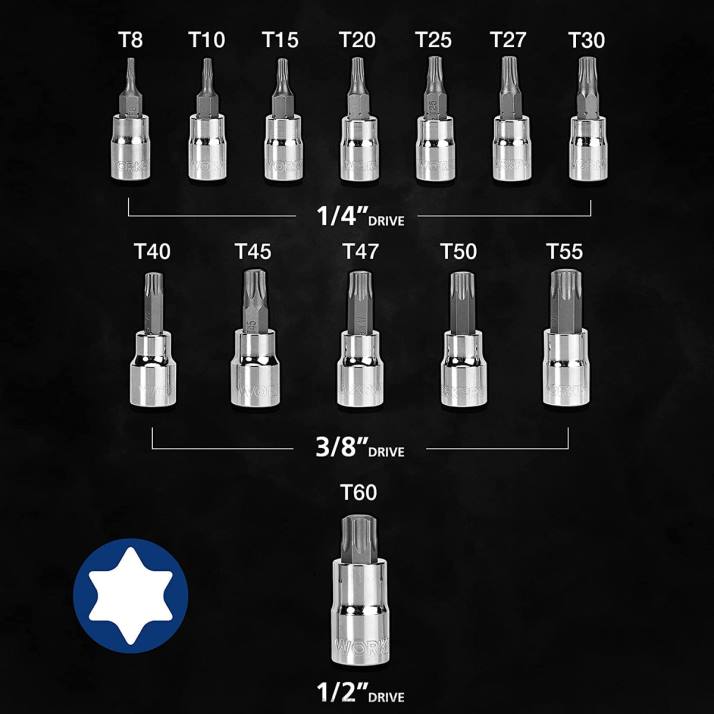 13 бр. Torx комплект накрайници (само за ръчна употреба) L4XH127 morden WORKPRO инструмент