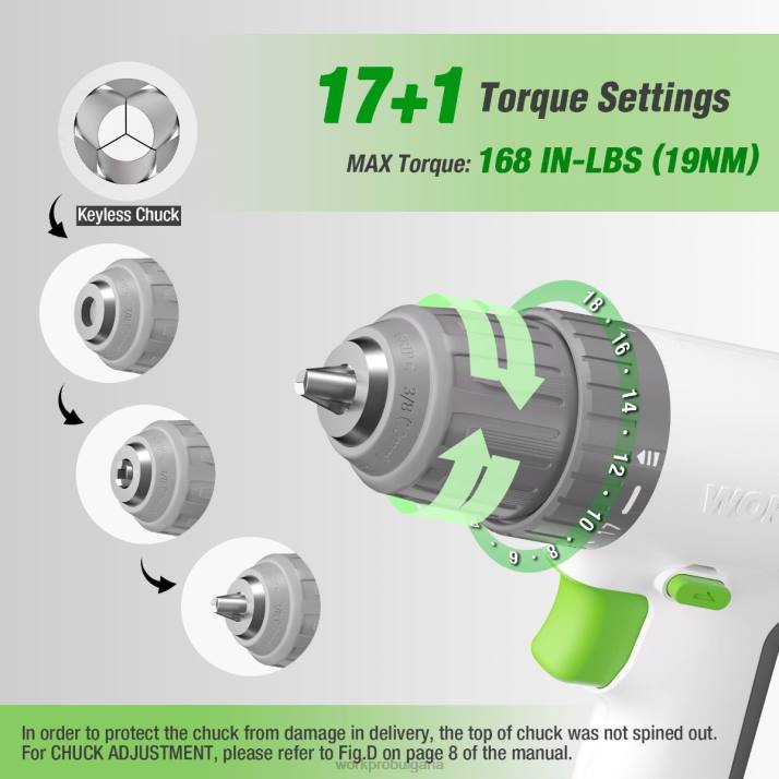12v акумулаторна бормашина, комплект с 6 накрайника, 3/8-инчов бързозатягащ патронник, променлива скорост, настройка на 18 touque L4XH175 розово/бяло WORKPRO инструмент