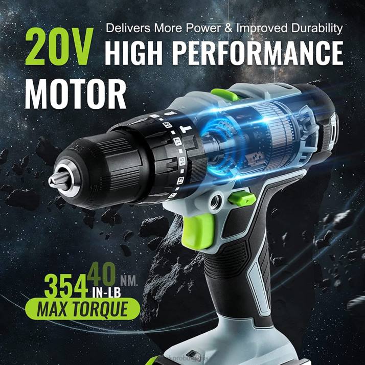 Комплект акумулаторна бормашина 20v max, електрическа ударна бормашина с аксесоари от 102 части, 2 x 2,0ah литиево-йонни батерии с бързо зарядно устройство L4XH170 полезен WORKPRO инструмент