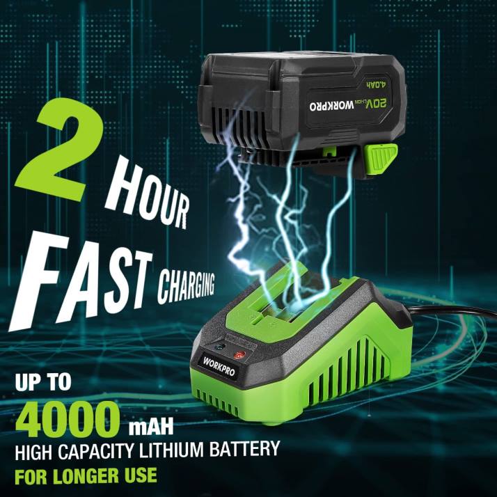 20v акумулаторен ударен гайковерт, с 4,0 ah батерия, бързо зарядно устройство, 4 ударни гнезда и кутия за съхранение L4XH188 morden WORKPRO инструмент
