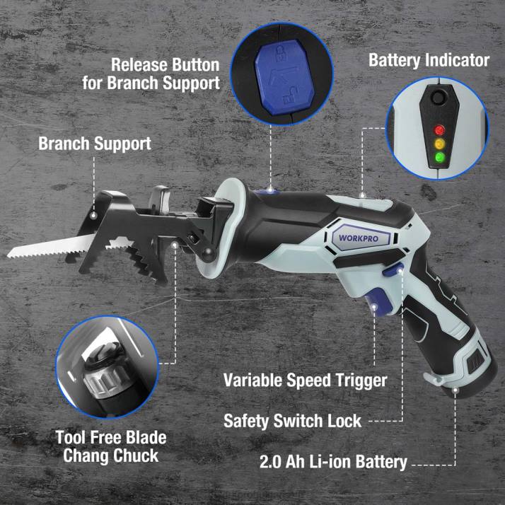 12v акумулаторен саблен трион със затягаща челюст L4XH185 полезен WORKPRO инструмент